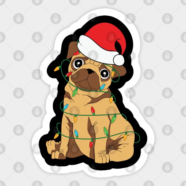 Cute Pug Christmas Tree Sticker by BadDesignCo